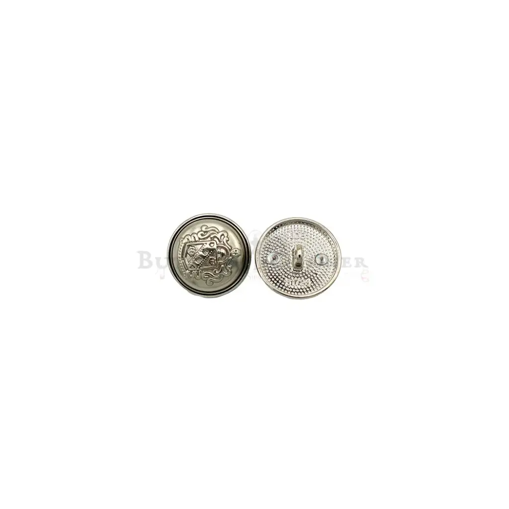 Silver-Plated Crown Shield Two-Part Metal Suiting Button