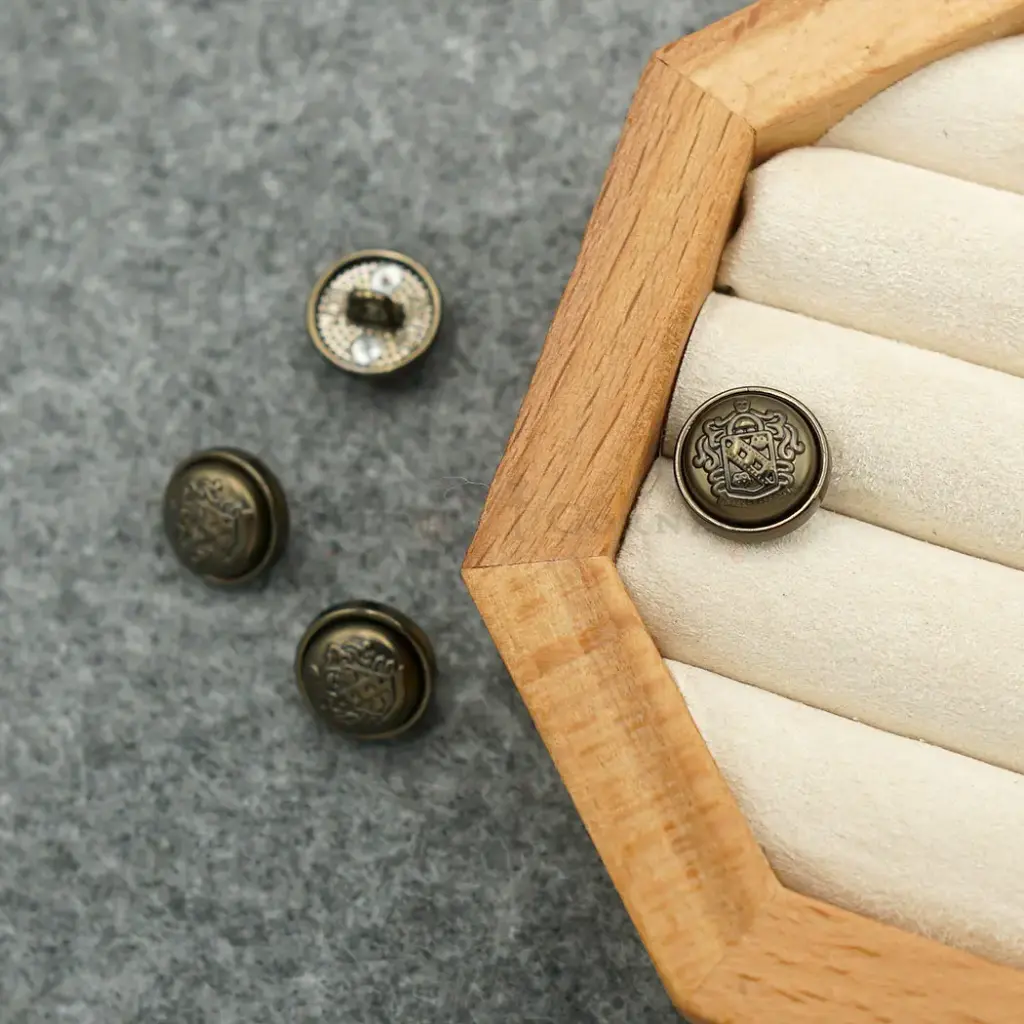 Black Coffee Plated Crown Shield Shirt Button