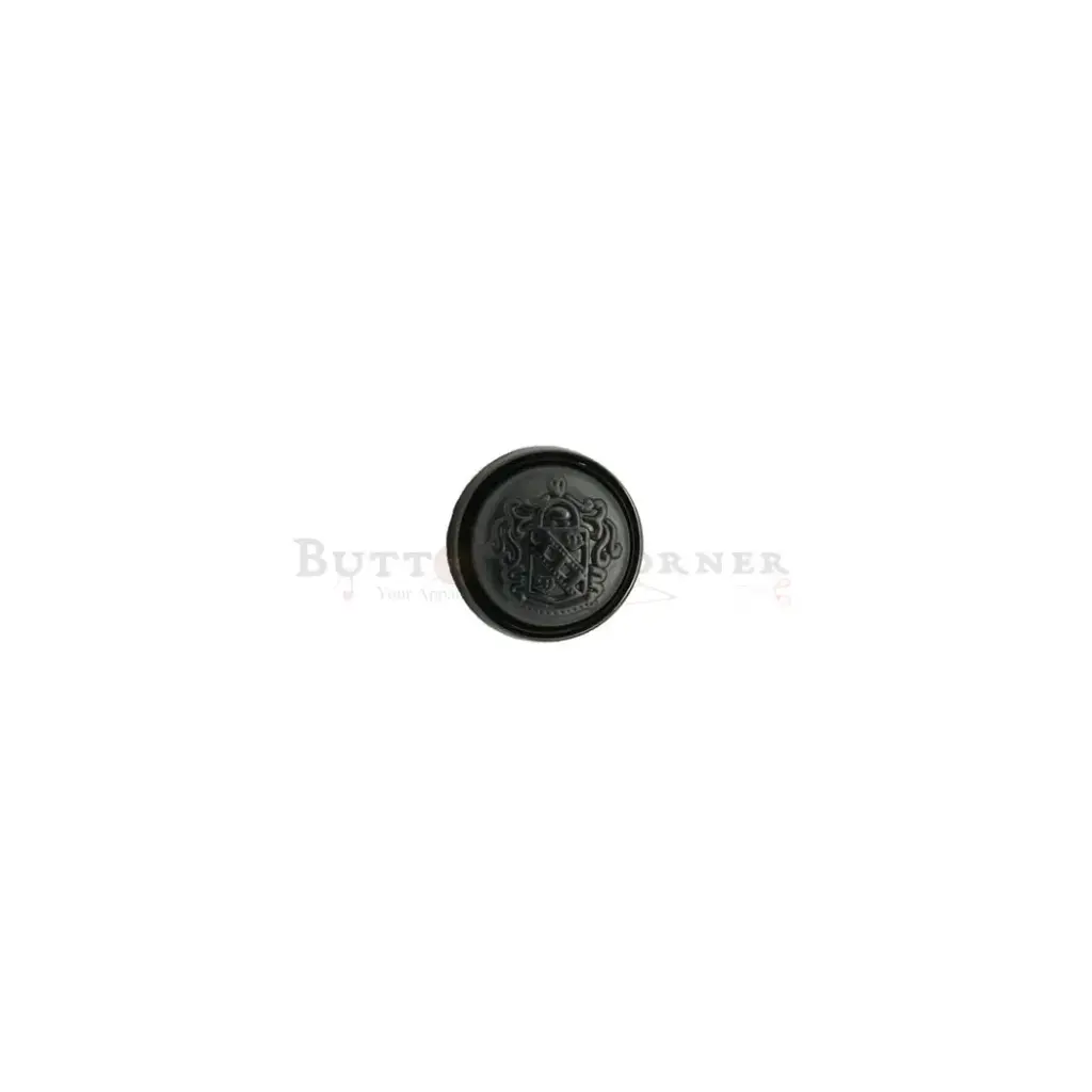 Nontoxic Gun Black-Plated Crown Shield Two-Part Metal Suiting Button