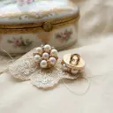 Gold Base Pearl Rhinestones Metal Shirt Button