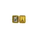 Yellow Tea Gold-Plated Texture Border Crystal Square Button