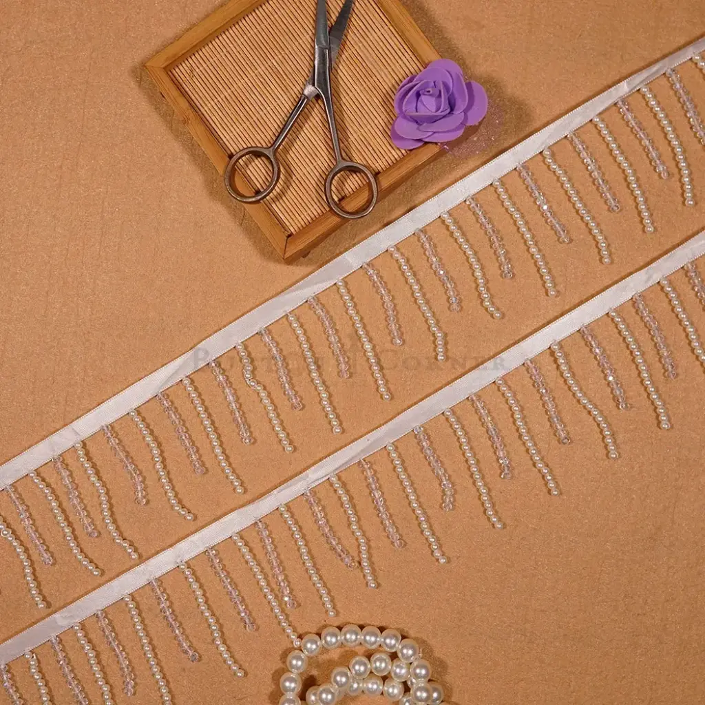 Fancy Pearl & Crystal Hanging Lace