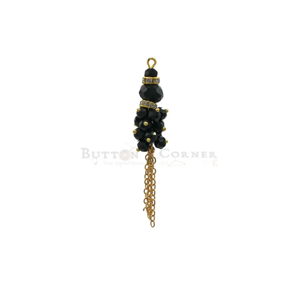 Crystal Beaded Cluster Hanging with Gold Chain Tassel