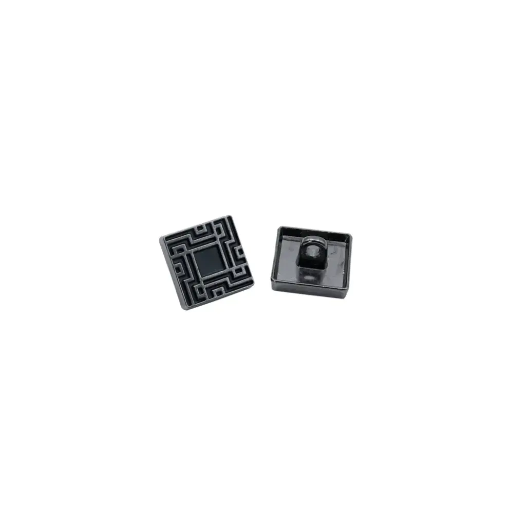 Gun Black Plated Labyrinth Square Shirt Button