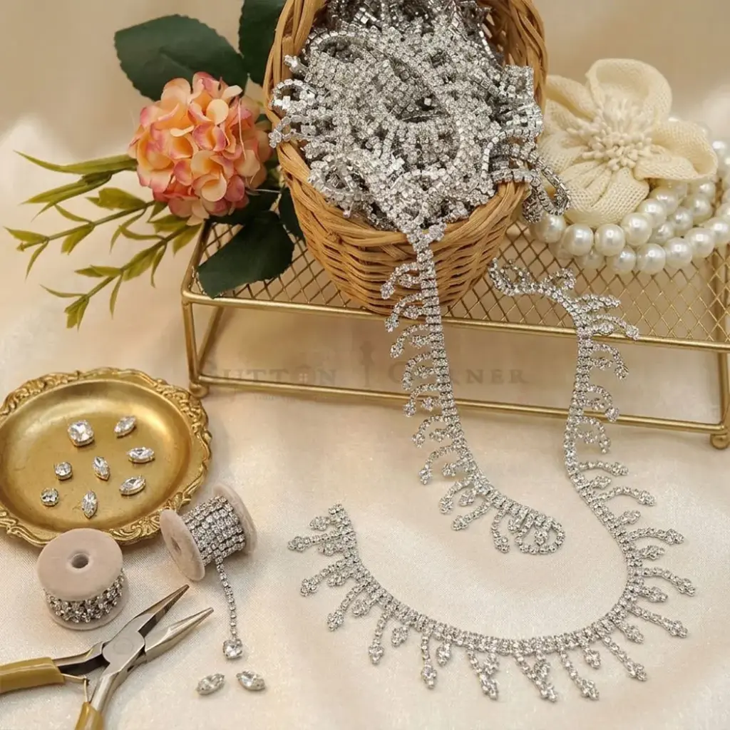 Crystals Rhinestone Fringe Trim Hanging Chain