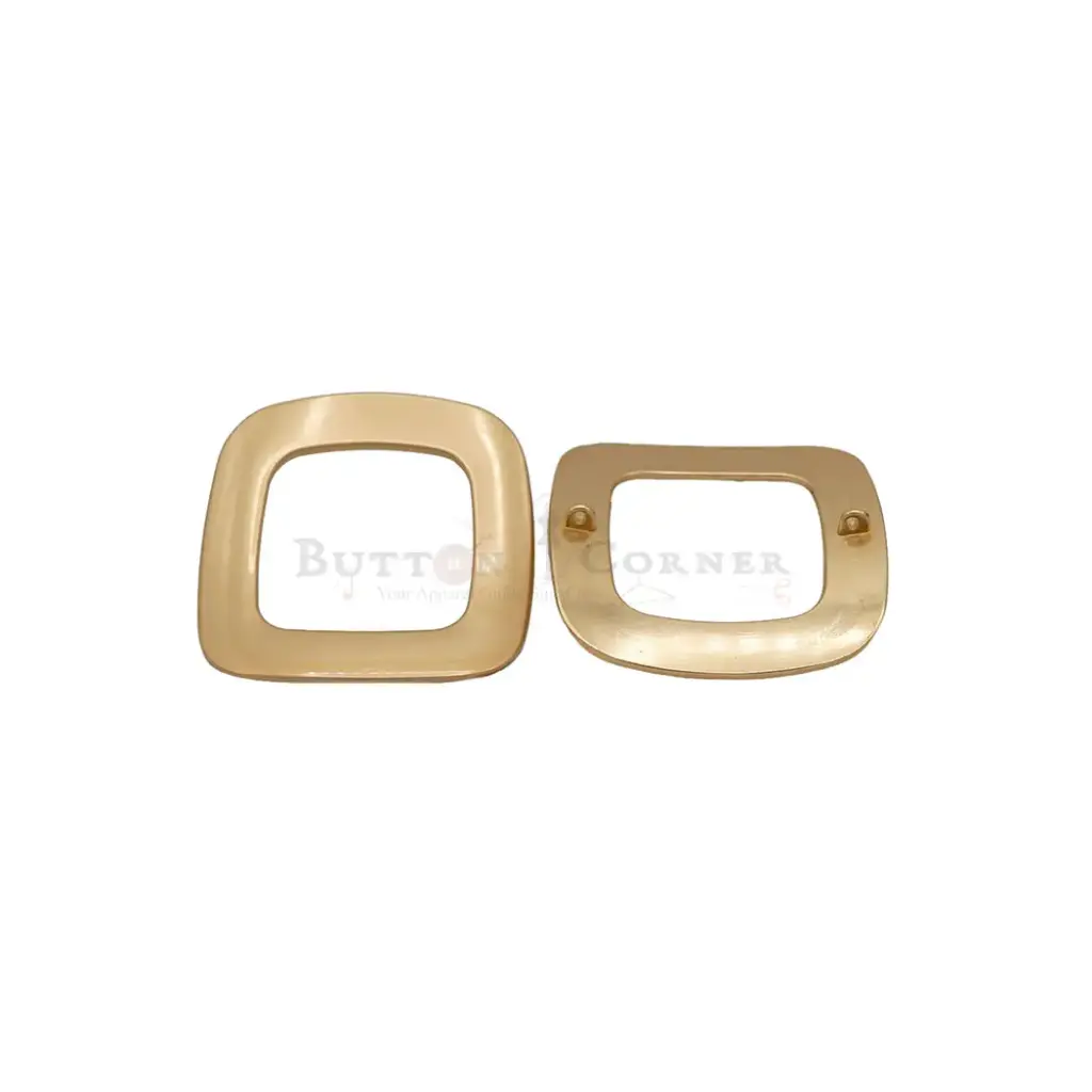 Elegant Curve Square Metal Button