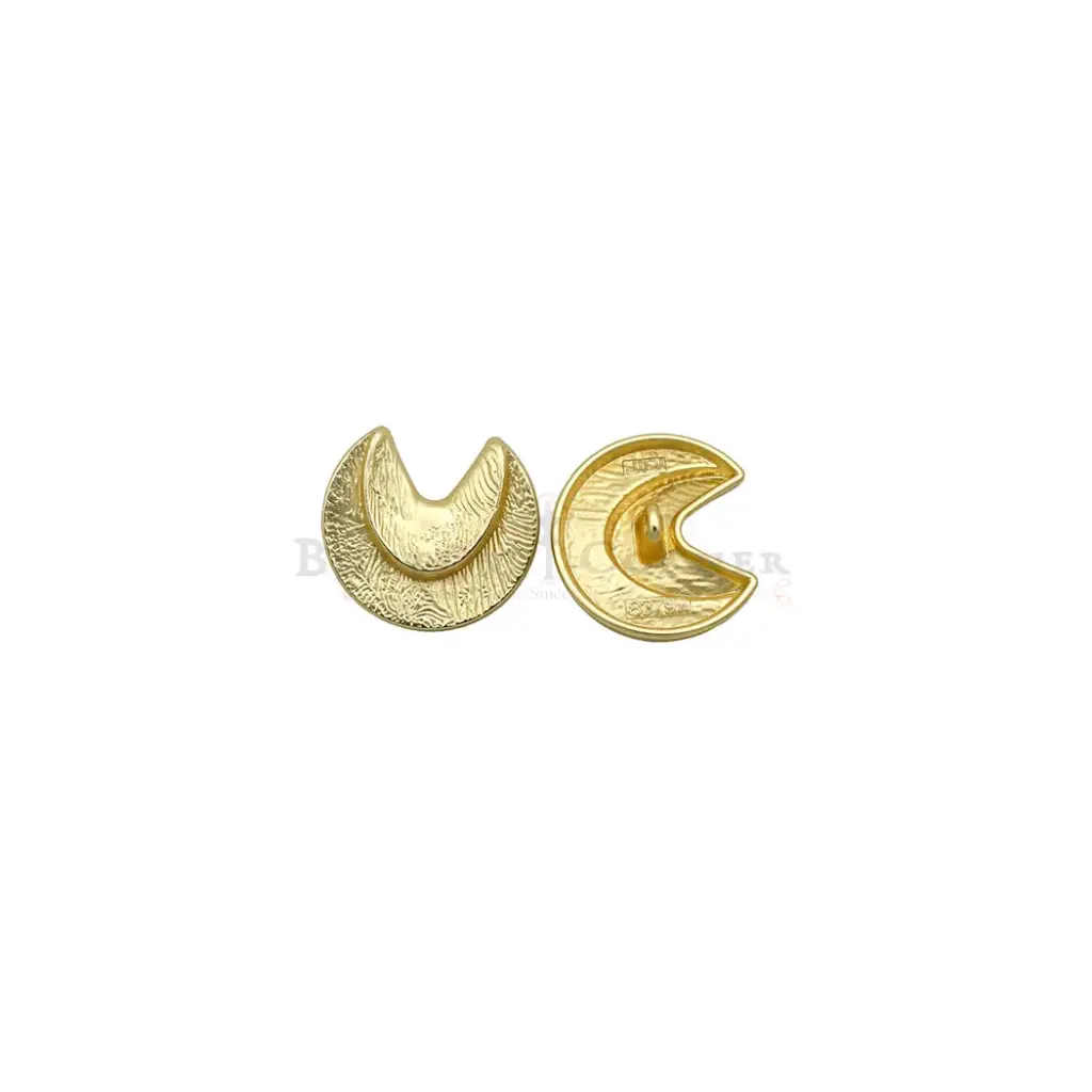 Decorative Crescent Moon-Shaped Metal Button