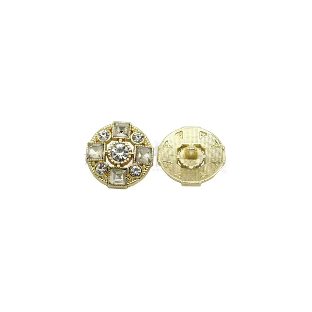 Light Gold Plated Round Cut Diamonds Shank Button