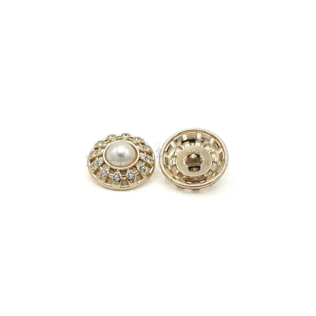 Gold Plated Pearl Rhinestone Shank Button