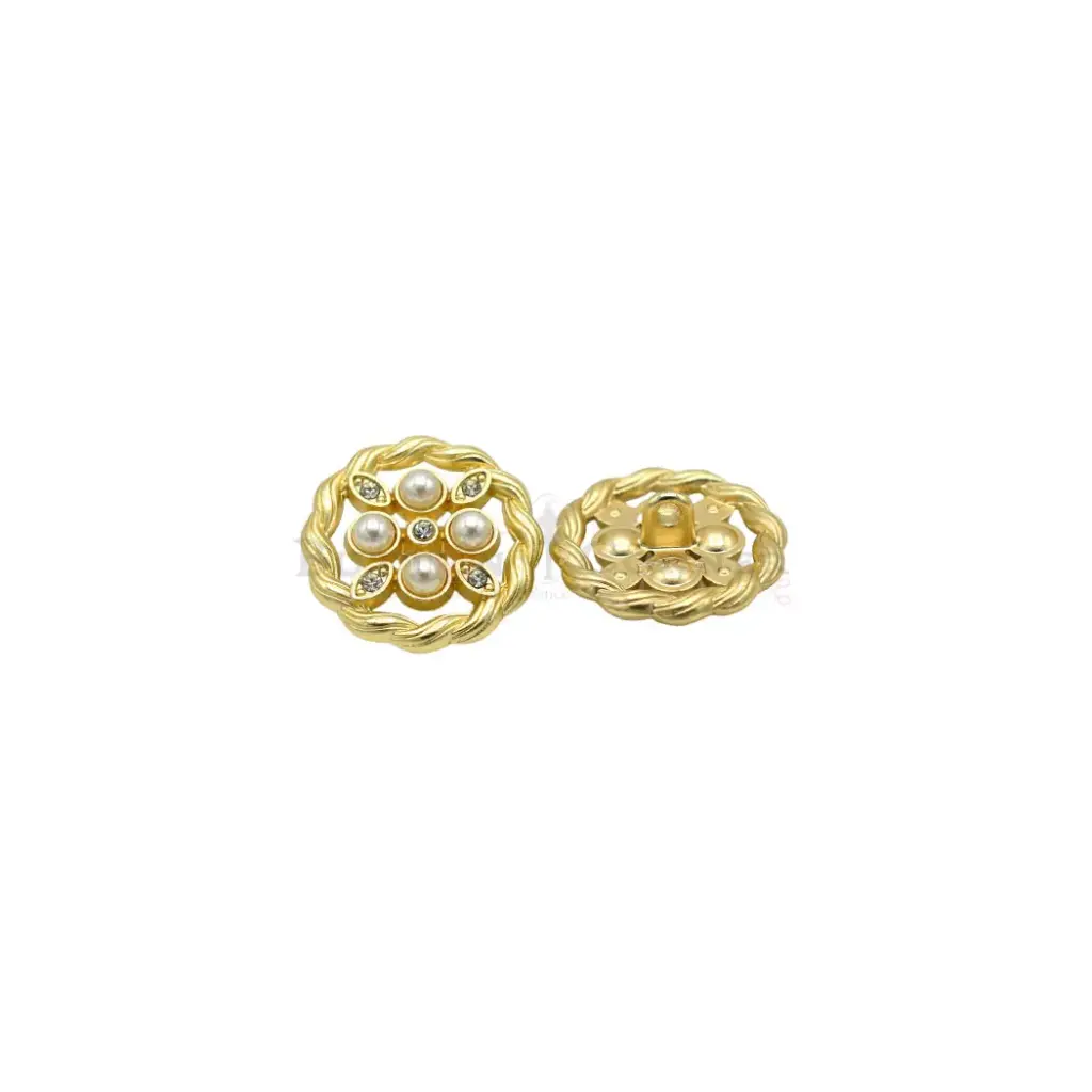 Rope Border Pearl Rhinestone Shank Button