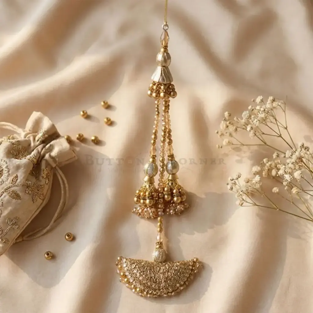 Gunjiya Style Pillow Crystals Pearl Tassel