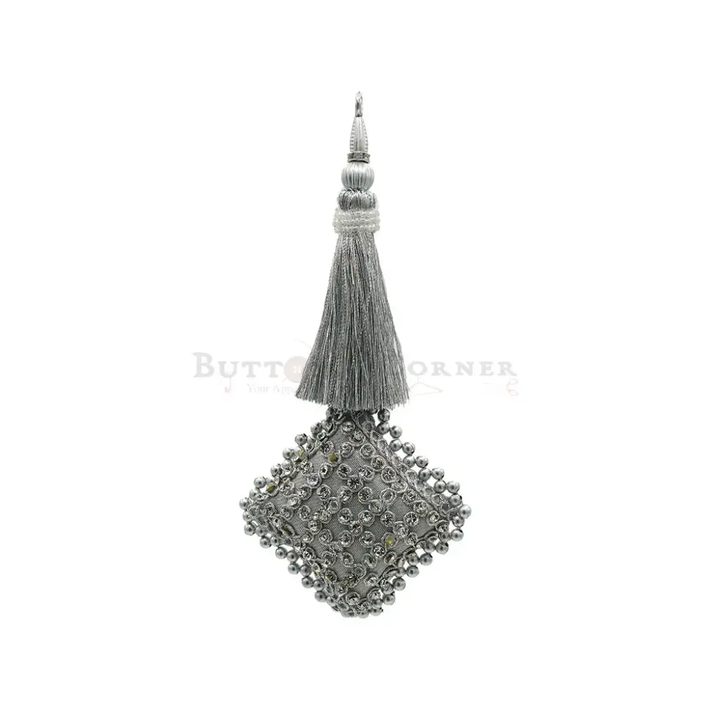 Fancy Metallic Yarn, Crystals, Tassel