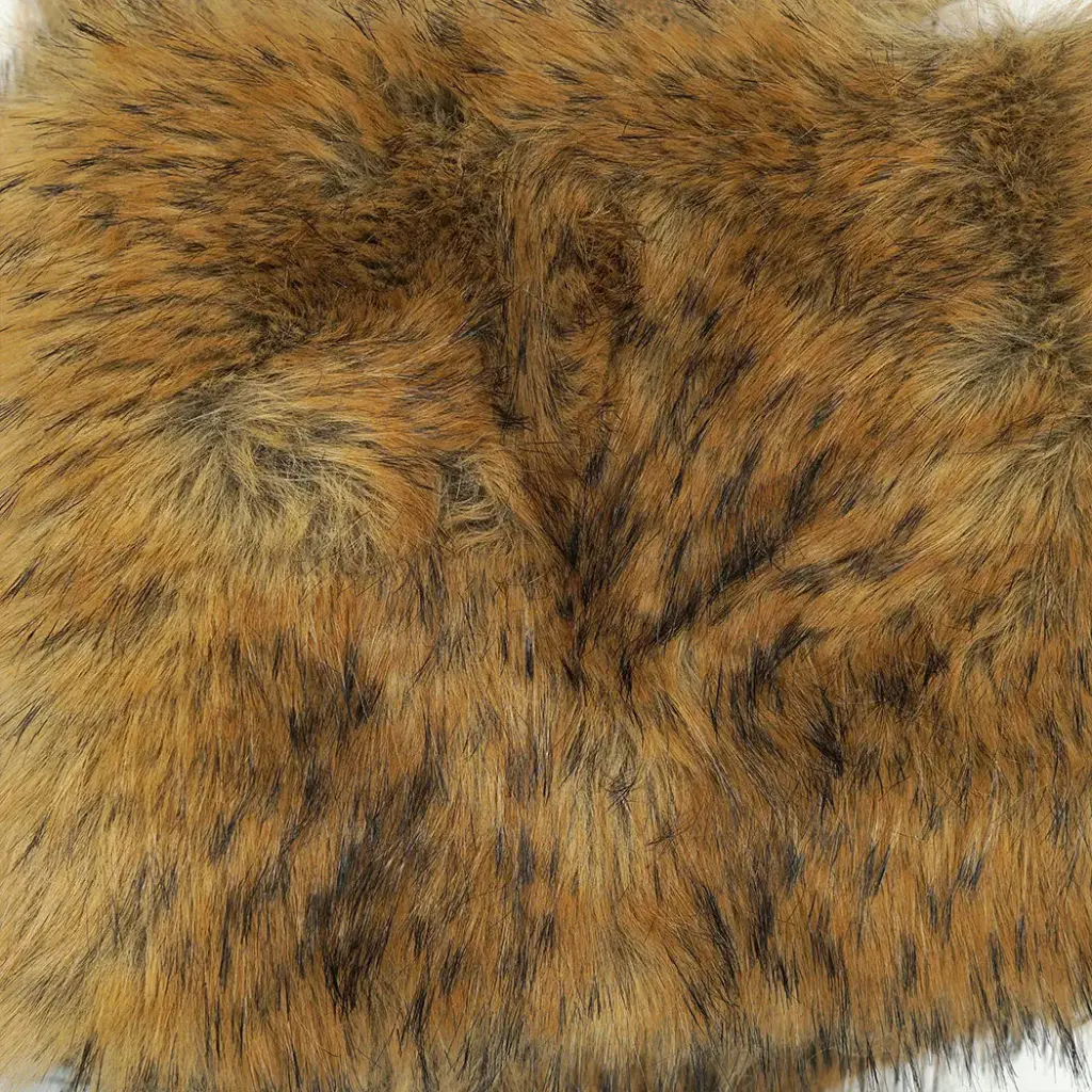 Light Brown With Black Tip Long Pile Faux Fur Fabric