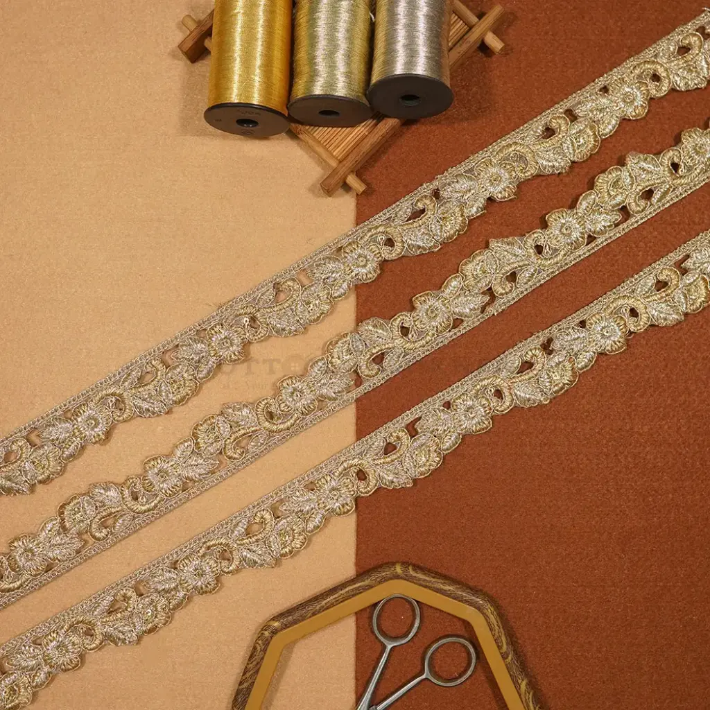 Fancy Metallic Yarn Sequence Lace