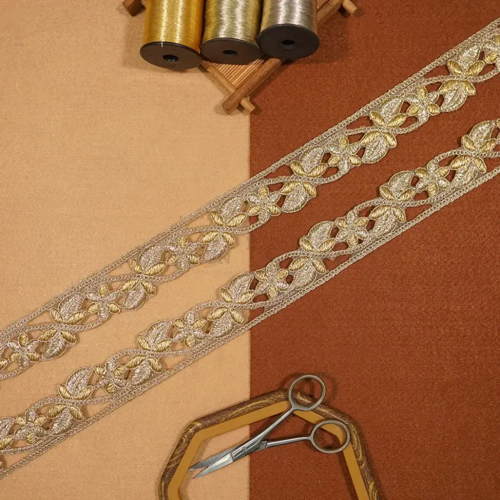 Fancy Metallic Yarn Sequence Lace