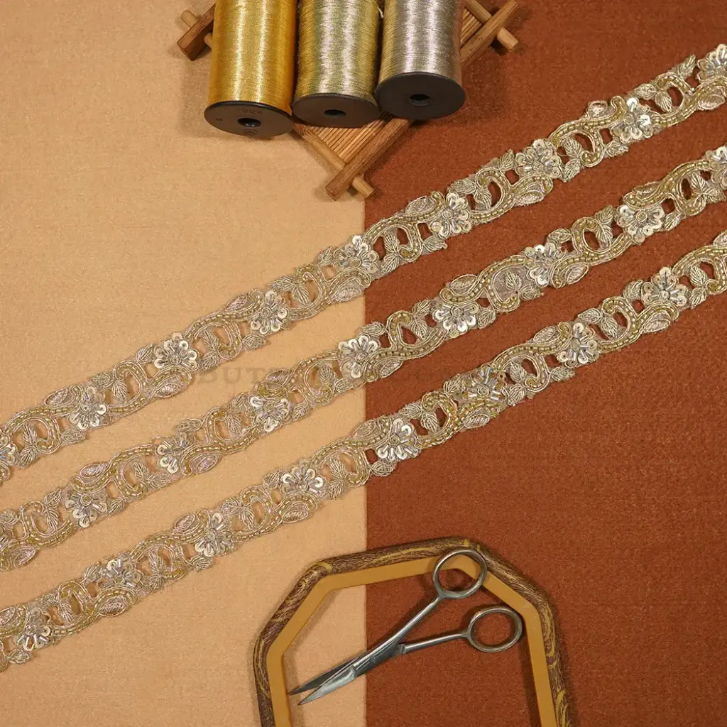 Fancy Glass Beads Sequence Lace