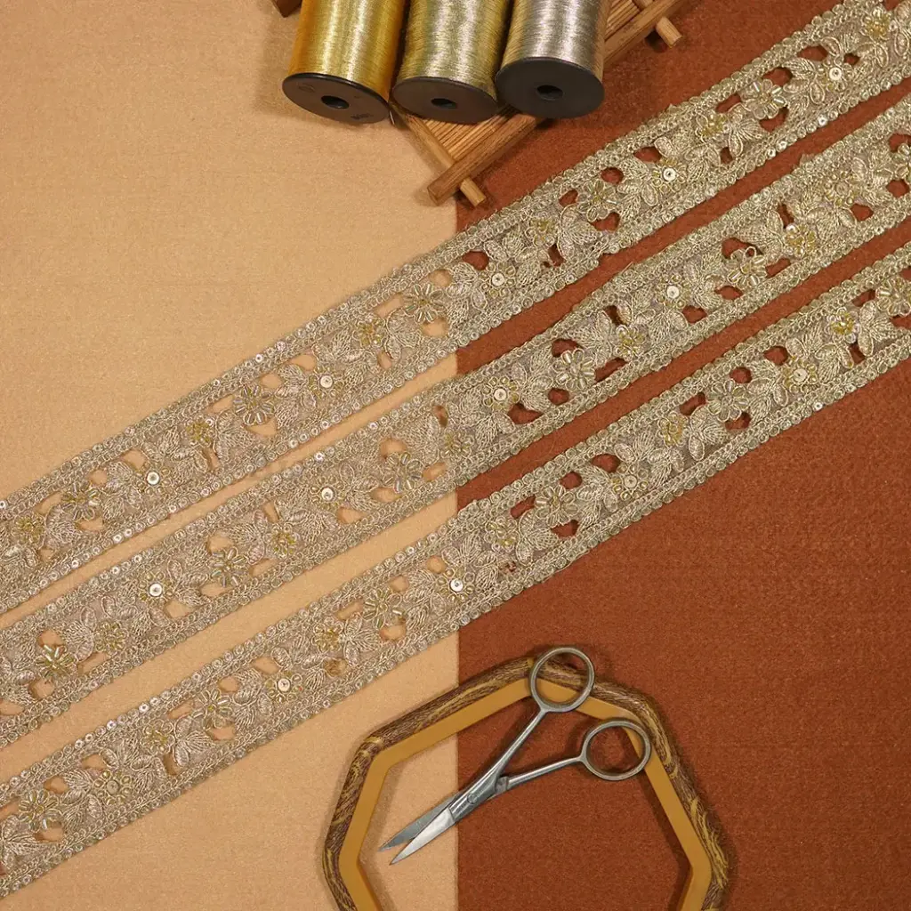 Fancy Glass Beads Sequence Lace