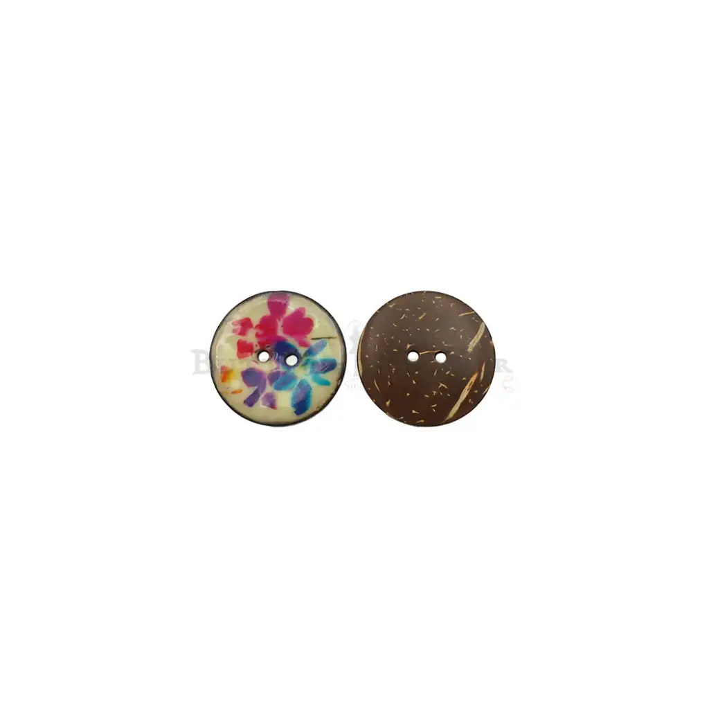 UV Glass Coated Flower Coconut Button