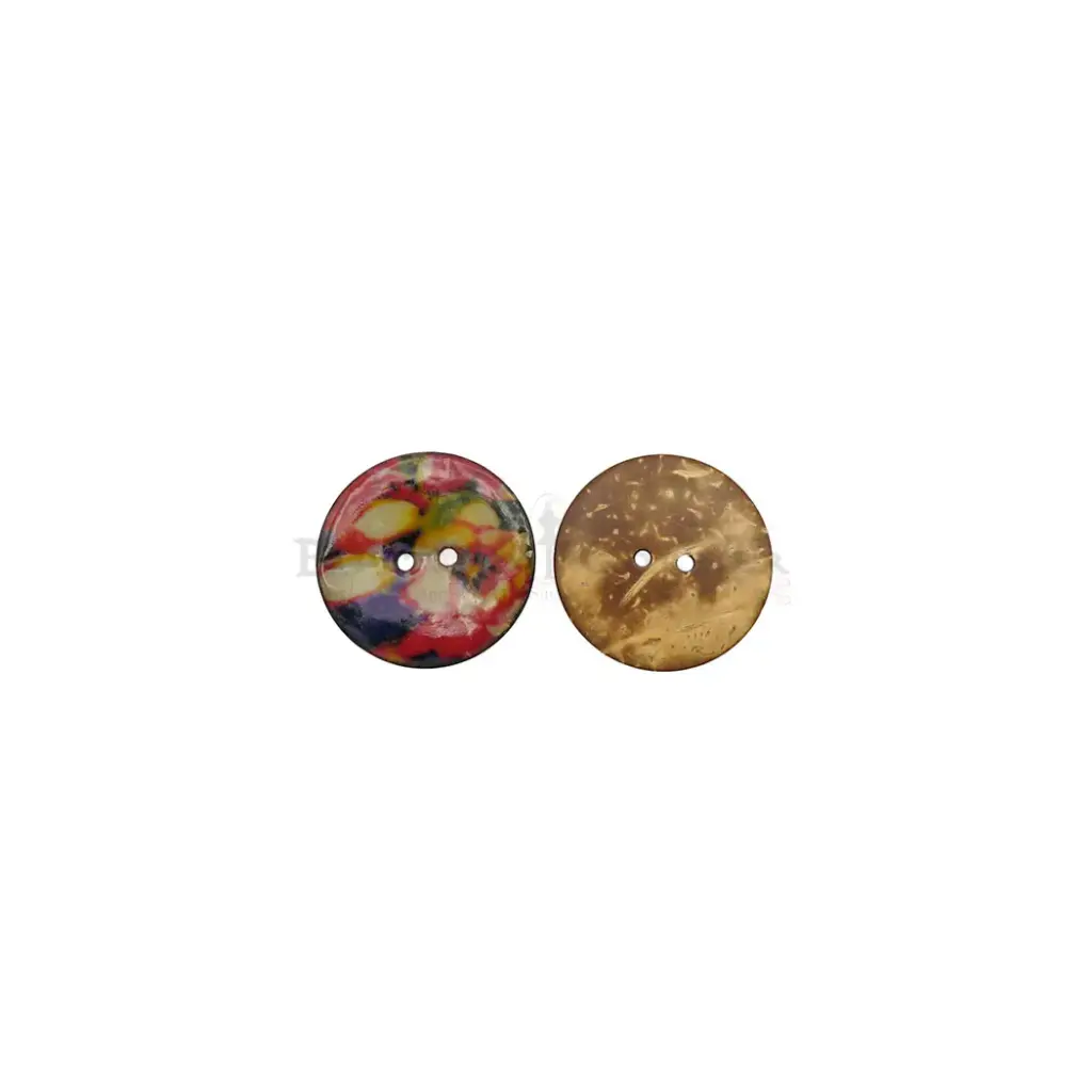 UV Glass Coated Floral Coconut Button