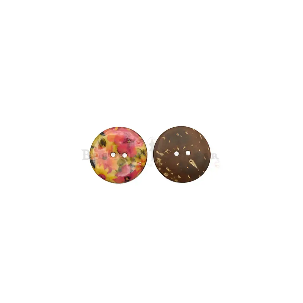 UV Glass Coated Floral Coconut Button