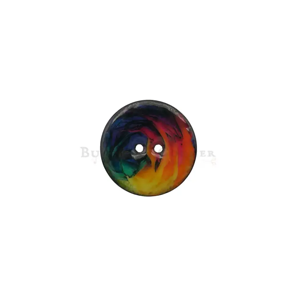 UV Glass Coated Rose Rainbow Coconut Button