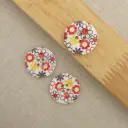 Daisy Flower Print 4 Hole Wooden Button