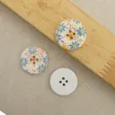 Floral Flower Print 4 Hole Wooden Button