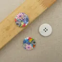 Wild Flower Print 4 Hole Wooden Button