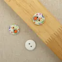Vibrant Floral Print 2 Hole Wooden Button