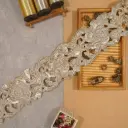 Flower Design Metallic Yarn Sequence Lace