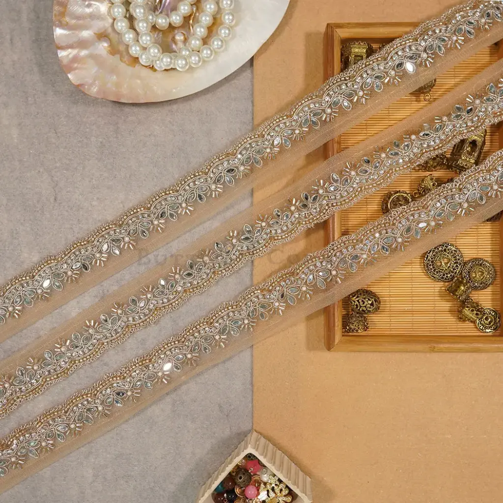 Fancy Glass Beads, Stone, Mirror Lace