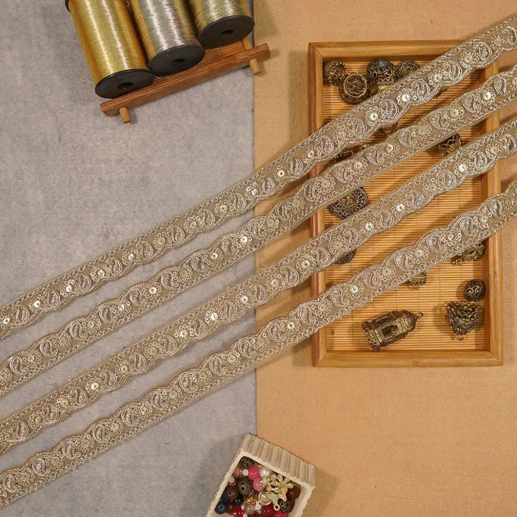 Fancy Metallic Yarn Sequence Lace