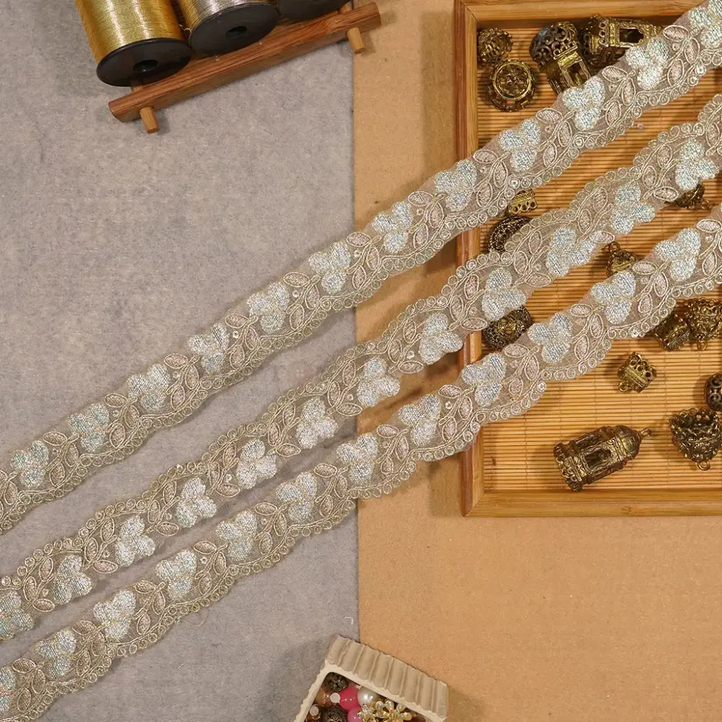Fancy Metallic Yarn Sequence Lace