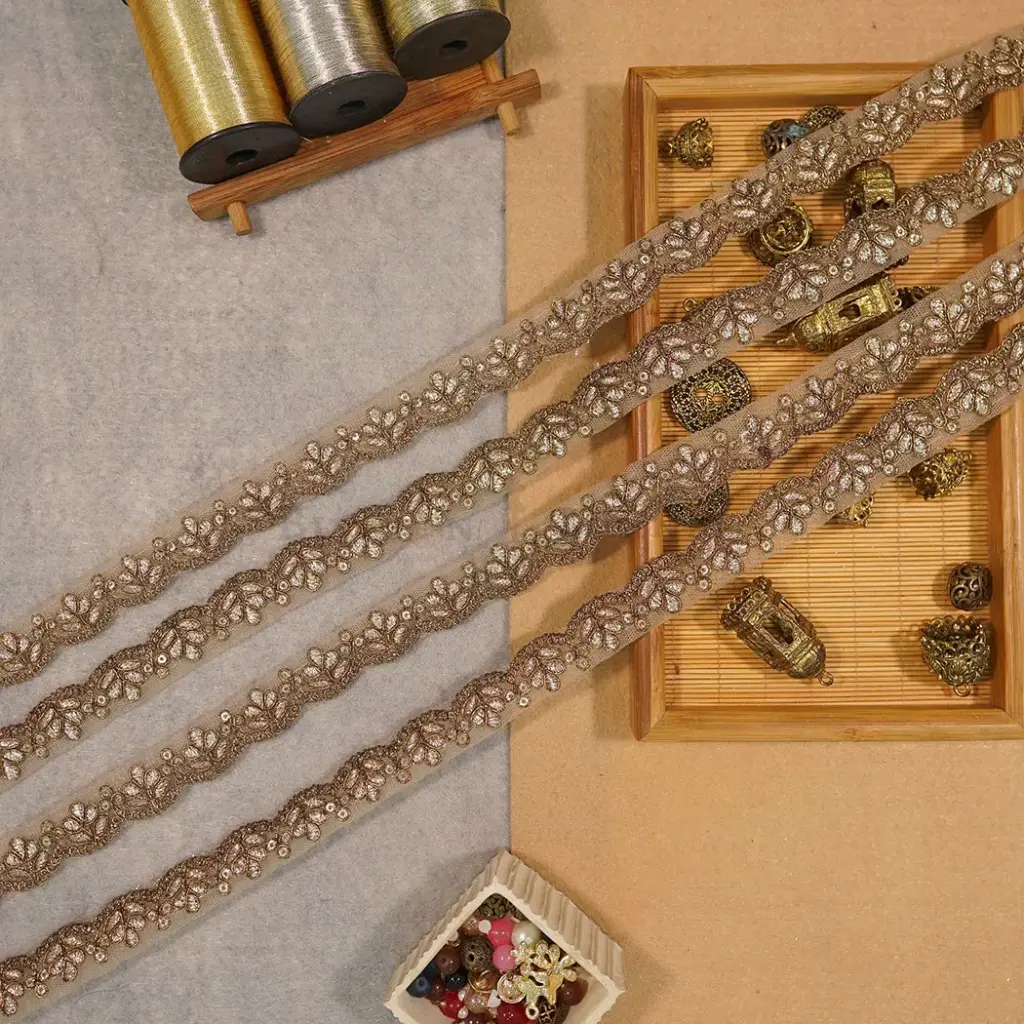 Fancy Metallic Yarn Sequence lace