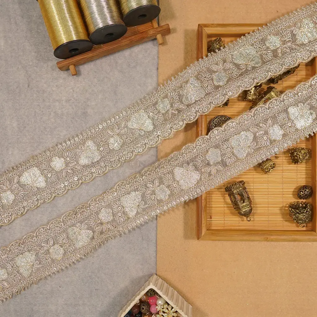 Fancy Metallic Yarn Sequence Lace