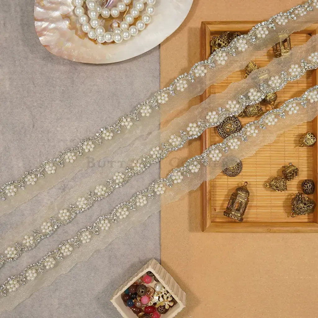 Metallic Yarn, Pearl, Stone, Fancy Lace