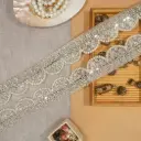 Metallic Yarn, Pearl, Stone, Mirror Lace