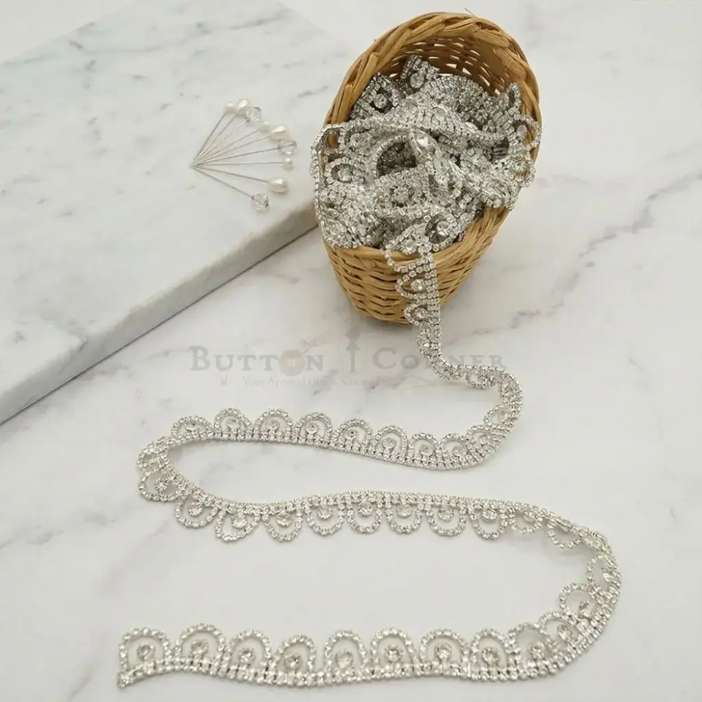 Crystals, Rhinestones, Scallop Design Chain