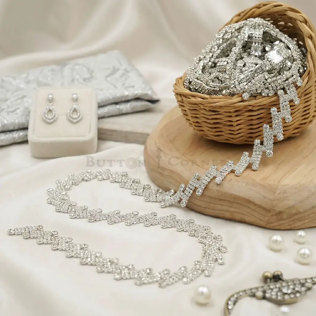 Crystals Rhinestones Zigzag Design Chain