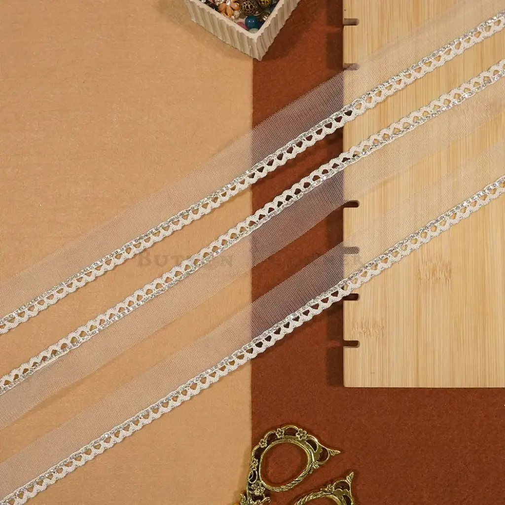 Crystal Stone In Shuttle Net Lace