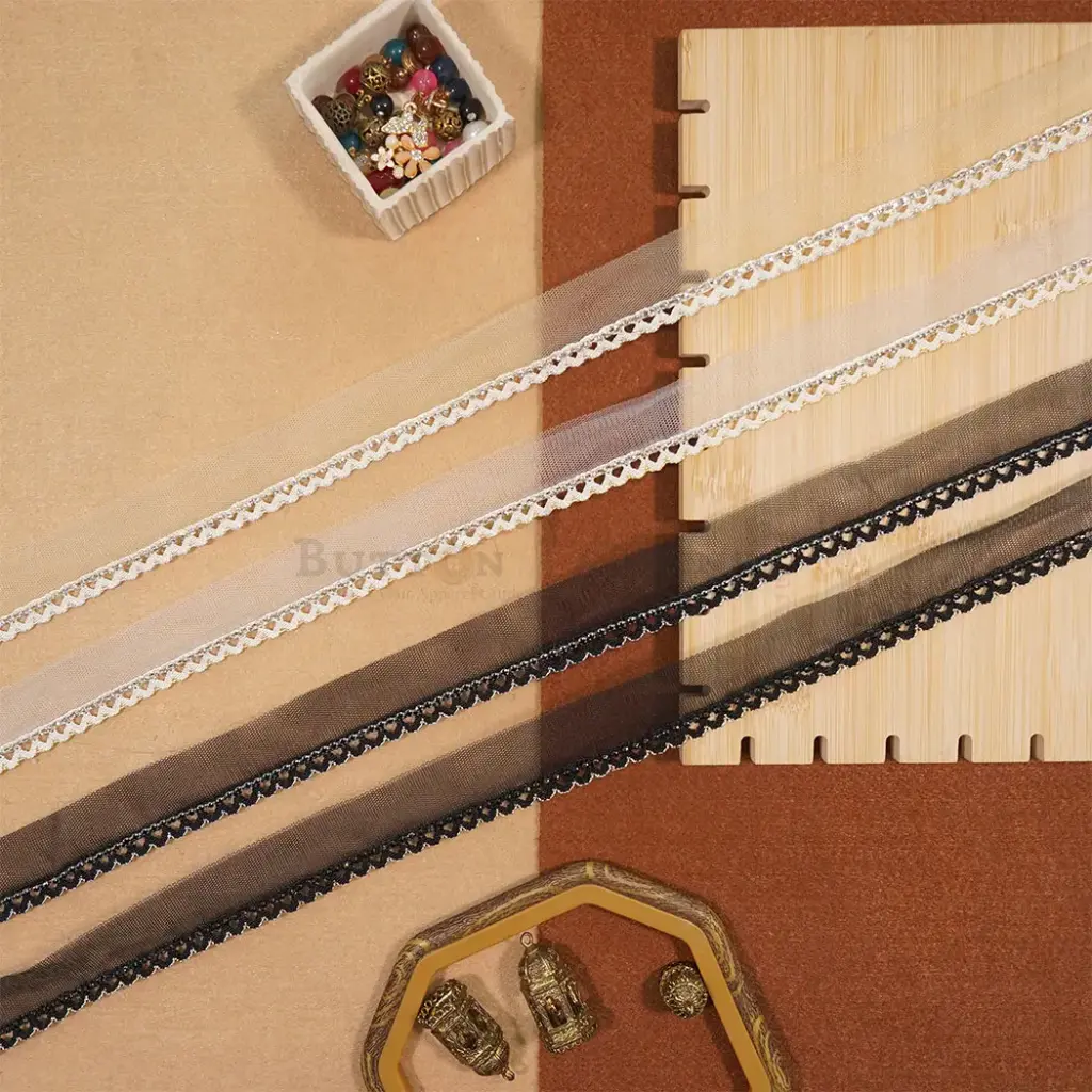 Crystal Stone In Shuttle Net Lace