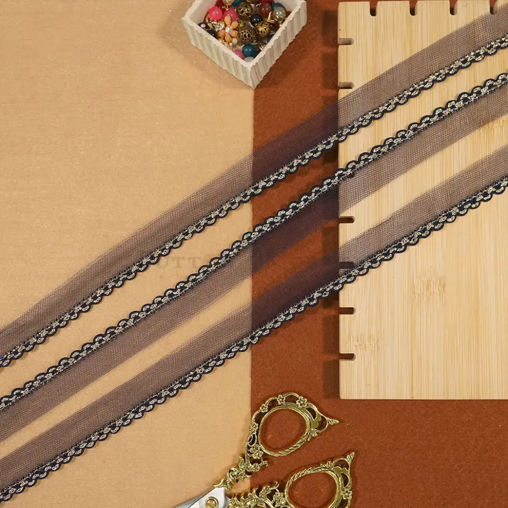 Crystal Stone In Shuttle Net Lace