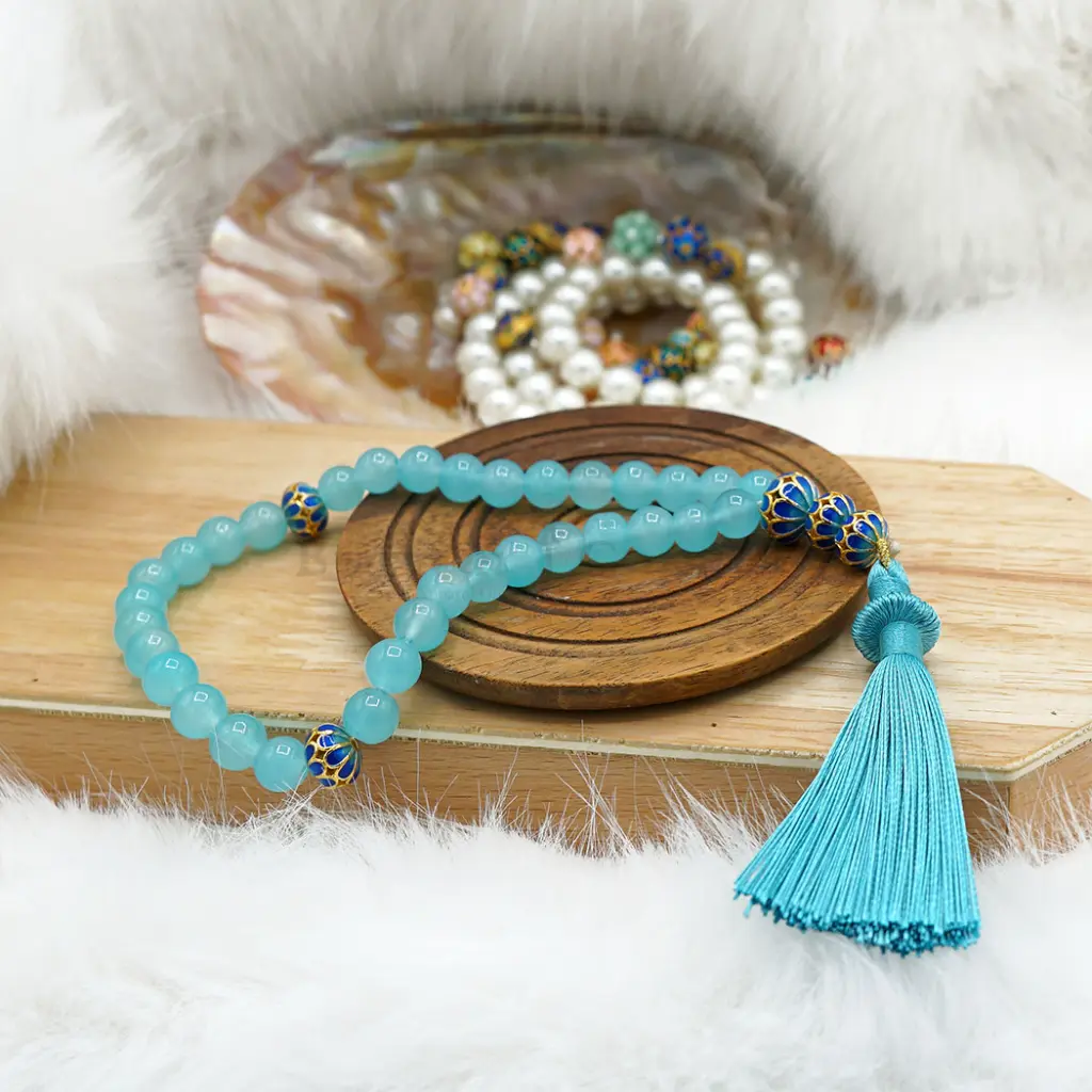 8mm Round Stone Prayer Tasbih In Tassel