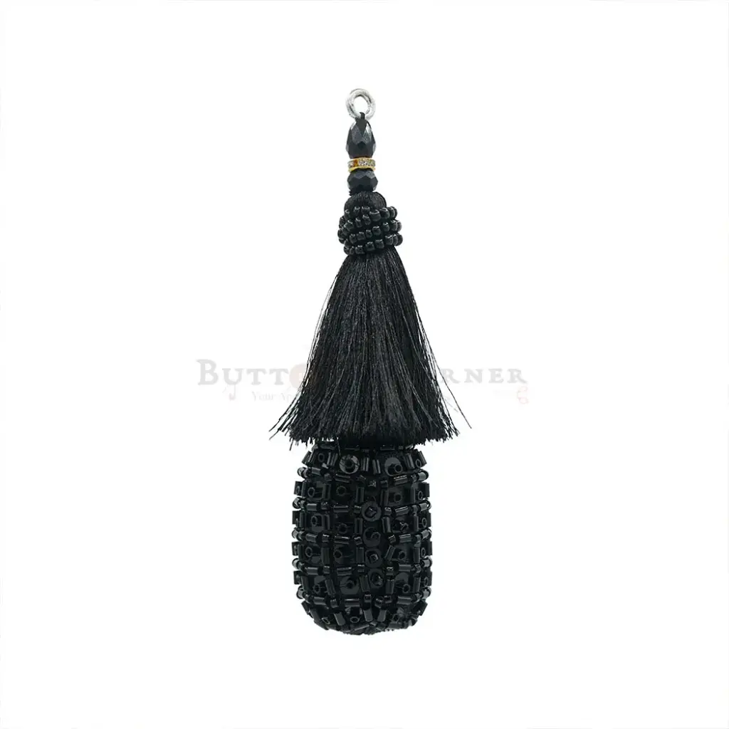 Dolki Shape Embroidery Thread, Glass Beads Tassel