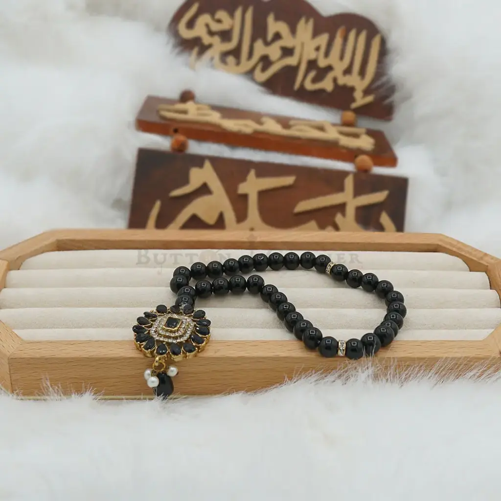 8mm Black Stone Elegant Tasbih For Muslim Prayer