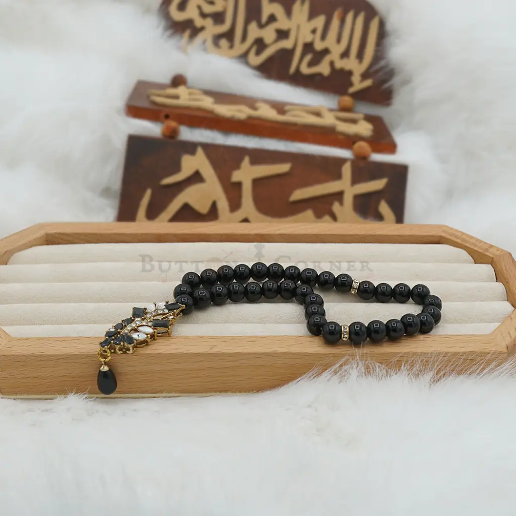 8mm Black Stone Elegant Tasbih For Muslim Prayer