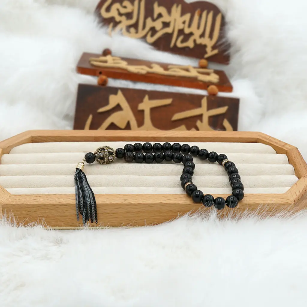 8mm Black Stone Elegant Tasbih For Muslim Prayer