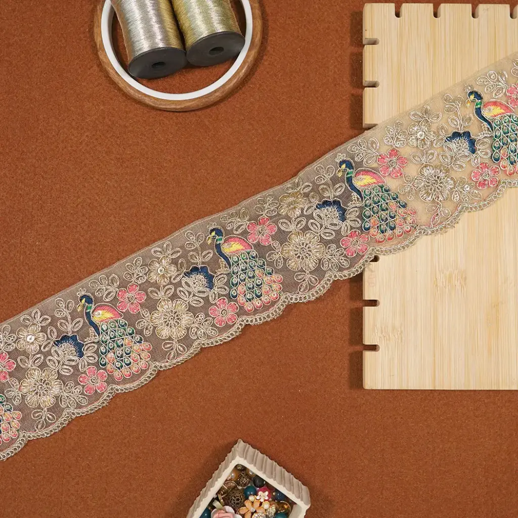 Fancy Metallic Yarn Sequence Lace