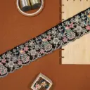 Metallic Yarn Sequence lace in Velvet Fabric