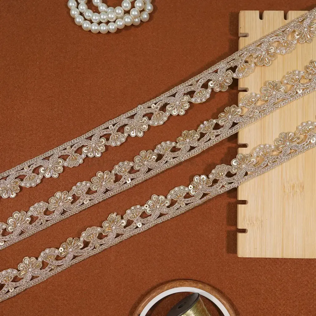 Fancy Metallic Yarn, Glass Beads, Sequence Lace